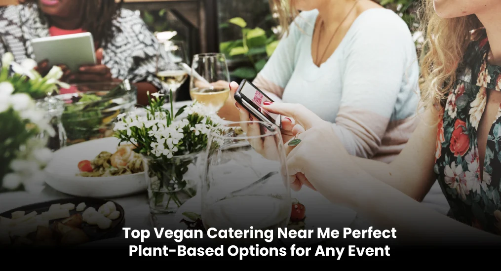 Group enjoying vegan catering at an outdoor event